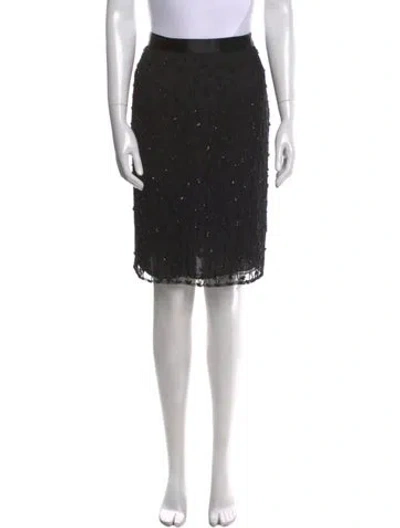 Pre-owned Badgley Mischka Mesh Accents Knee-length Skirt In Black