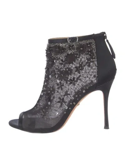 Pre-owned Badgley Mischka Mesh Boots In Black