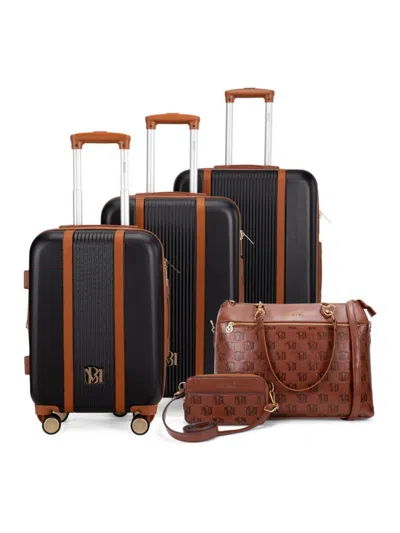 Badgley Mischka Kids' Mia 5-piece Logo Luggage Set In Brown