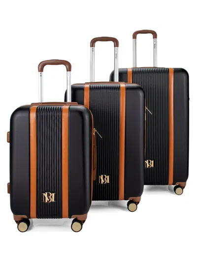 Badgley Mischka Kids' Mia Expandable 3-piece Luggage Set In Black