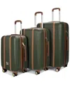 Badgley Mischka Mia Expandable Retro Luggage Set, 3 Piece In Olive Green