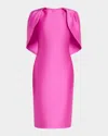 Badgley Mischka Mikado Cape Sheath Dress In Orchid