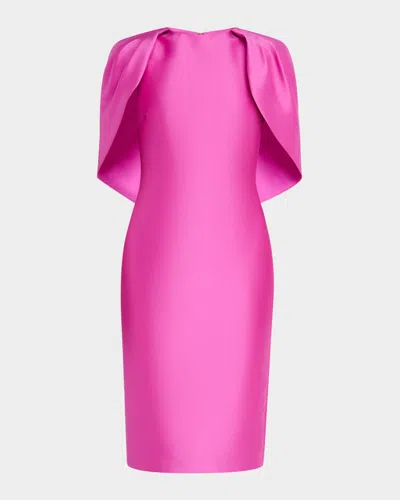Badgley Mischka Mikado Cape Sheath Dress In Orchid