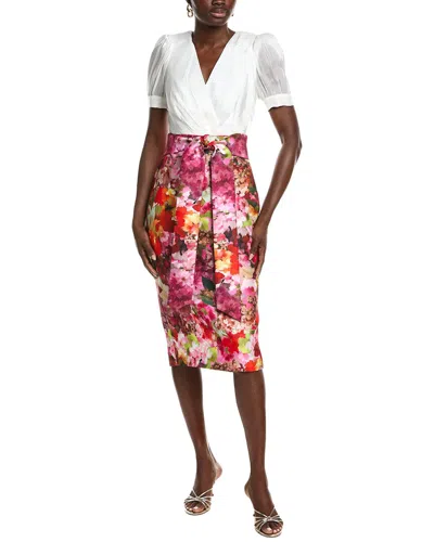 Badgley Mischka Mock Floral Skirt Dress In Pink