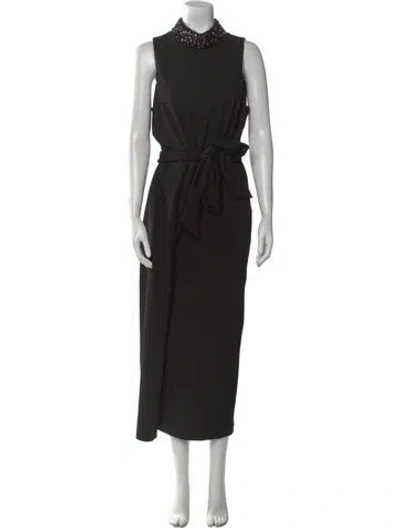 Pre-owned Badgley Mischka Mock Neck Jumpsuit In Black