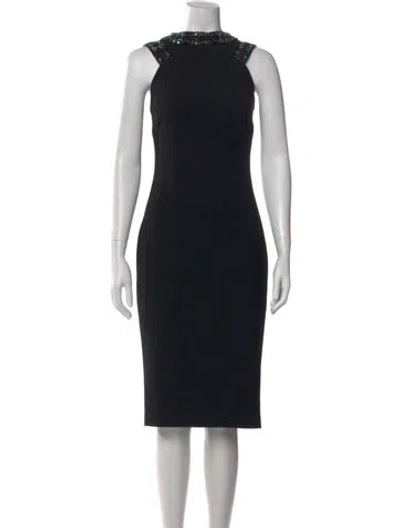 Pre-owned Badgley Mischka Mock Neck Knee-length Dress In Black