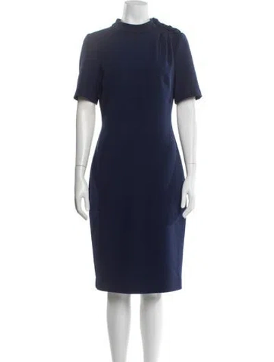 Pre-owned Badgley Mischka Mock Neck Knee-length Dress In Blue