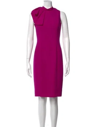 Pre-owned Badgley Mischka Mock Neck Knee-length Dress In Purple