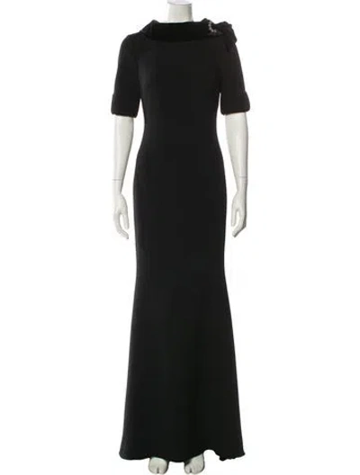 Pre-owned Badgley Mischka Mock Neck Long Dress W/ Tags In Black
