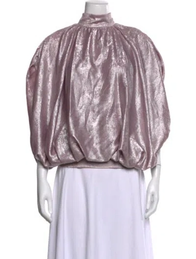 Pre-owned Badgley Mischka Mock Neck Long Sleeve Blouse In Multi