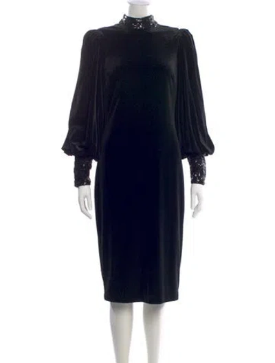 Pre-owned Badgley Mischka Mock Neck Midi Length Dress W/ Tags In Black