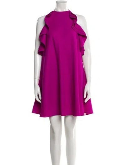 Pre-owned Badgley Mischka Mock Neck Mini Dress In Purple