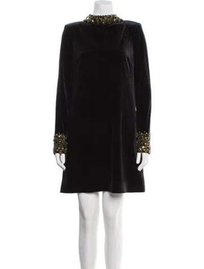 Pre-owned Badgley Mischka Mock Neck Mini Dress W/ Tags In Black