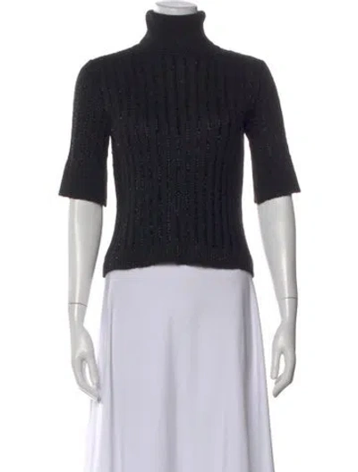 Pre-owned Badgley Mischka Mohair Turtleneck Sweater In Black