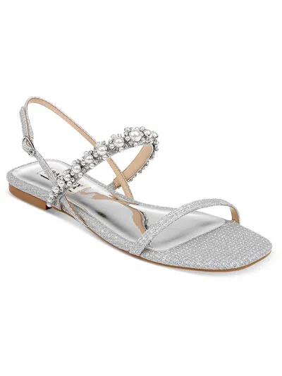 Badgley Mischka Natalee Womens Metallic Embellished Slingback Sandals In Multi