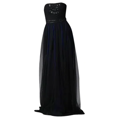 Pre-owned Badgley Mischka New  Beaded Evening Dress Gown Sz 4 In Black