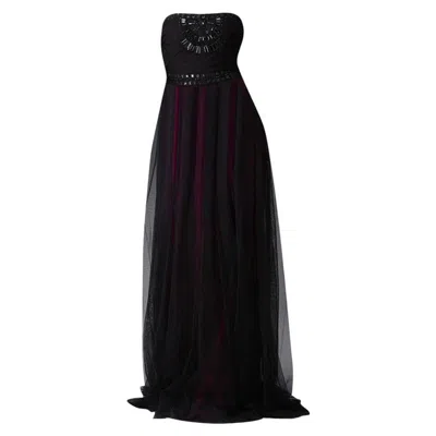 Pre-owned Badgley Mischka New  Beaded Evening Dress Gown Sz 4 In Black