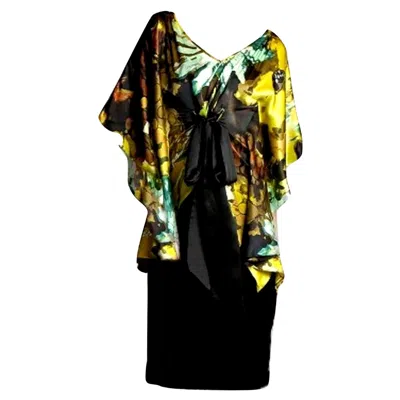 Pre-owned Badgley Mischka New  New Couture Silk Cocktail Dress Sz 8 In Black