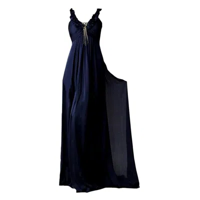 Pre-owned Badgley Mischka New  Silk Evening Dress Gown Sz 4 In Black