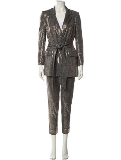 Pre-owned Badgley Mischka Nylon Glitter Accents Pant Set In Multi