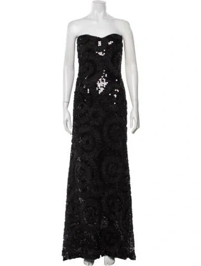 Pre-owned Badgley Mischka Nylon Long Dress In Black