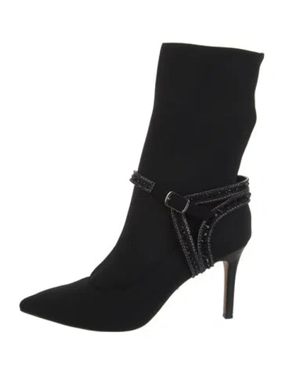 Pre-owned Badgley Mischka Nylon Sock Boots In Black