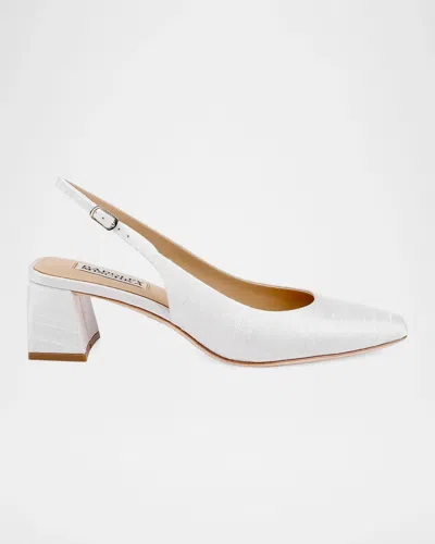 Badgley Mischka Oaklee 50mm Silk Slingback Pumps In White