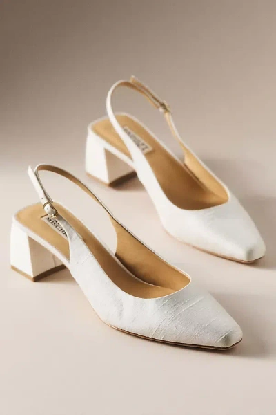 Badgley Mischka Oaklee 50mm Silk Slingback Pumps In White