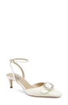 Badgley Mischka Odesza Kitten Heel Ankle Strap Pump In White