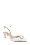 Badgley Mischka Odesza Kitten Heel Ankle Strap Pump In White