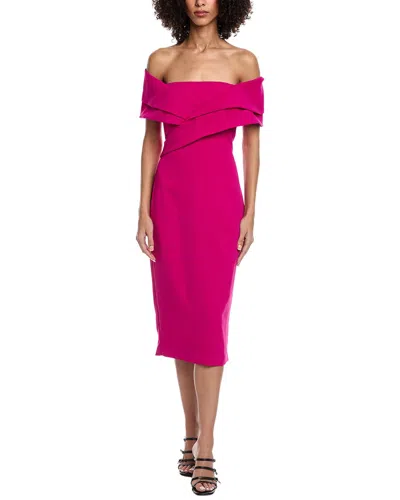 Badgley Mischka Off-the-shoulder Draped Crepe Midi Dress In Pink