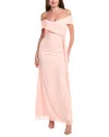 Badgley Mischka Off-the-shoulder Wrap Dress In Pink