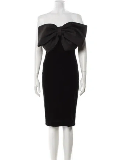 Pre-owned Badgley Mischka Off-the-shoulder Mini Dress In Black
