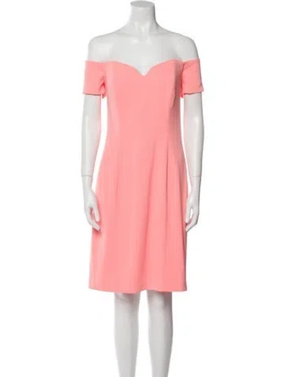 Pre-owned Badgley Mischka Off-the-shoulder Mini Dress In Pink