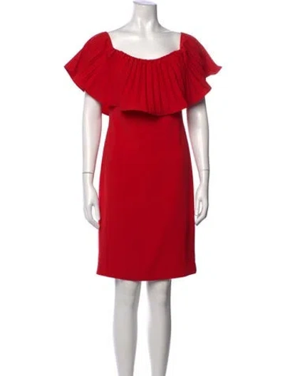 Pre-owned Badgley Mischka Off-the-shoulder Mini Dress In Red