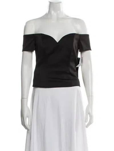 Pre-owned Badgley Mischka Off-the-shoulder Short Sleeve Top In White