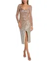 Badgley Mischka Ombre Sequin Cocktail Dress In Pink