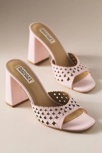 Badgley Mischka Omni Block Heel Heart Sandals In Pink