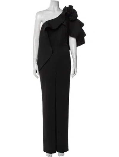 Pre-owned Badgley Mischka One-shoulder Jumpsuit In Black