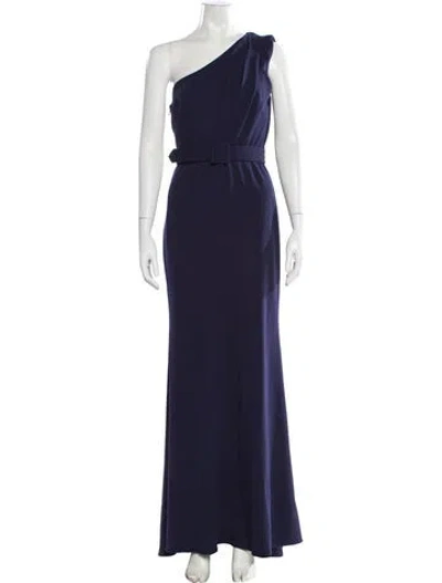 Pre-owned Badgley Mischka One-shoulder Long Dress In Blue
