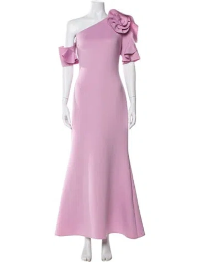 Pre-owned Badgley Mischka One-shoulder Long Dress In Purple