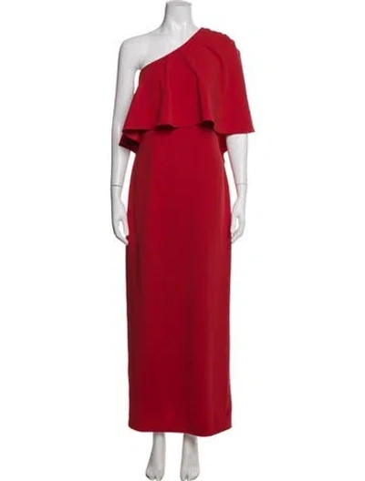 Pre-owned Badgley Mischka One-shoulder Long Dress In Red