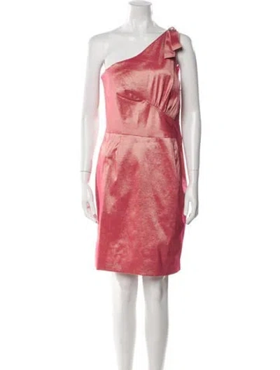 Pre-owned Badgley Mischka One-shoulder Mini Dress W/ Tags In Pink