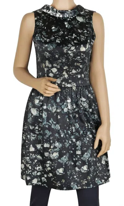 Badgley Mischka Open Back Skirted Sleeveless Dress In Green Floral
