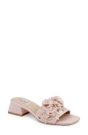Badgley Mischka Oralia Beaded Floral Slide Sandal In Pink