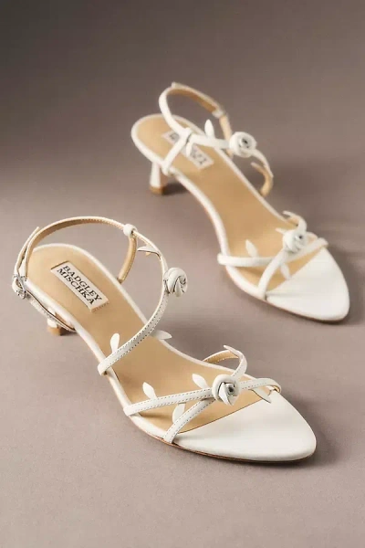 Badgley Mischka Orland Vine Slingback Kitten Heel Sandals In White