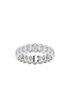 Badgley Mischka Oval Lab Created Diamond Half Bezel Eternity Band Ring In White