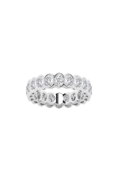 Badgley Mischka Oval Lab Created Diamond Half Bezel Eternity Band Ring In White
