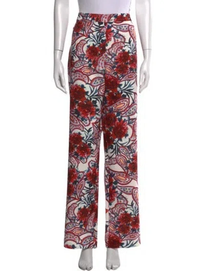 Pre-owned Badgley Mischka Paisley Print Wide Leg Pants W/ Tags In Red