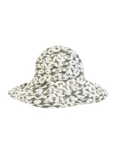 Pre-owned Badgley Mischka Pattern Print Wide Brim Sun Hat In Green